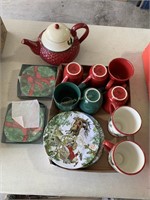 Christmas Mugs Plates & Teapot