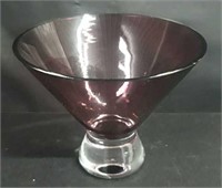 Modernistic Amythist/Clear Vase Made In Poland