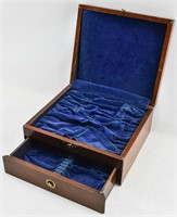 Blue Velvet Lined Wooden 2-Compartment Jewelry Box