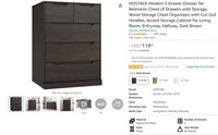 E6649 5 Drawer Wood Dresser Dark Brown