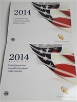 Two 2014 US Mint Annual Uncirculated Dollar Set