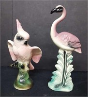 Vintage Ceramic Flamingo & Cockatoo
