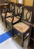 Lot of three dark stained wooden chairs - two