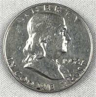 1952-D Franklin Silver Half Dollar, US 50c Coin