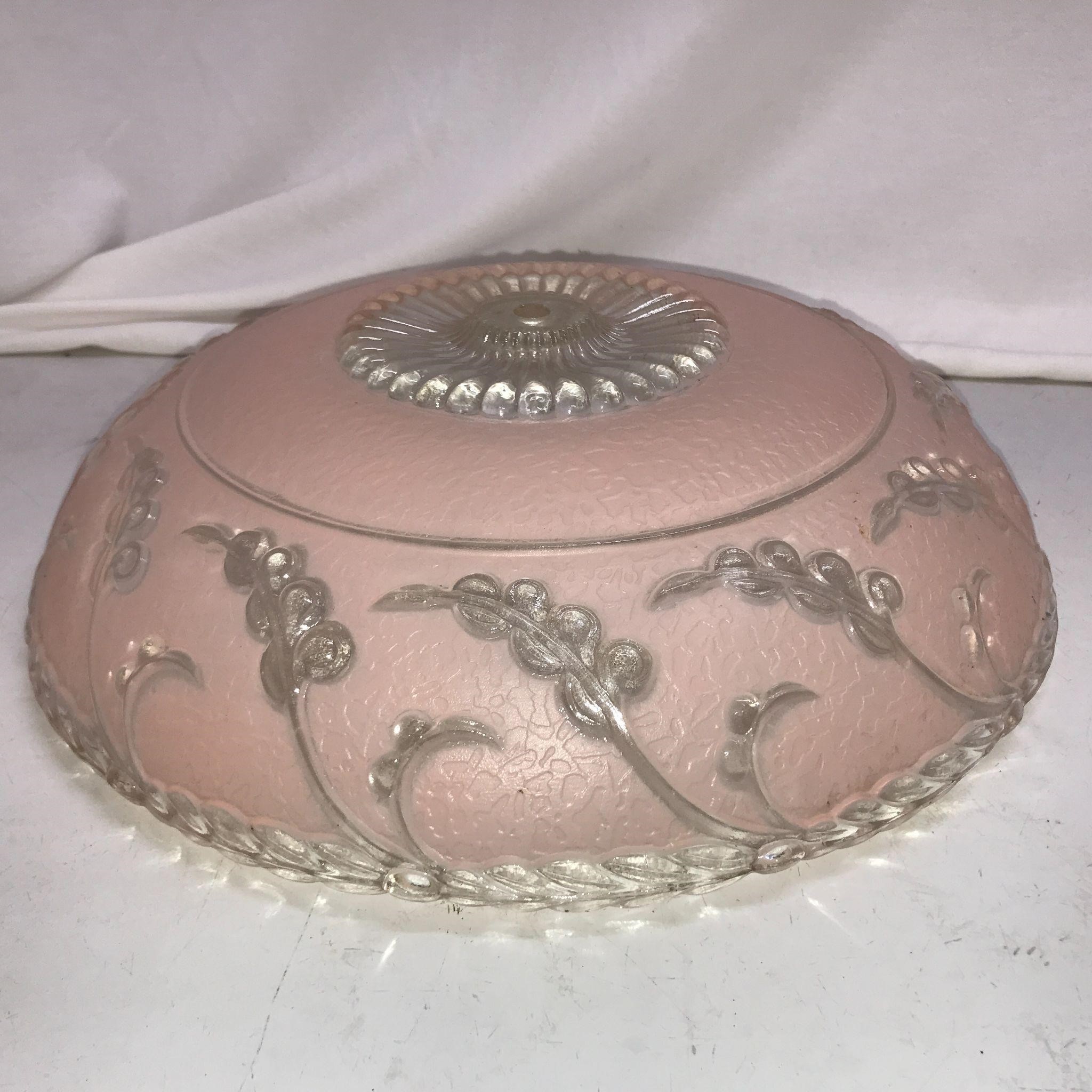 14" Vintage Pink Glass Ceiling Light Shade