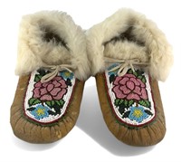 Native American Beaded Fur Moccasins