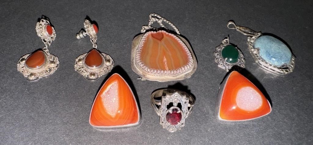 Carnelian and Marcasite Jewelry