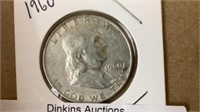 1960 Franklin half dollar silver coin