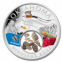 2023 1 Oz Silver Oklahoma Dinosaur Bone Colorized