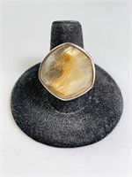 Vintage Large Rutilated Quartz Ring (Barse) 14 Gr