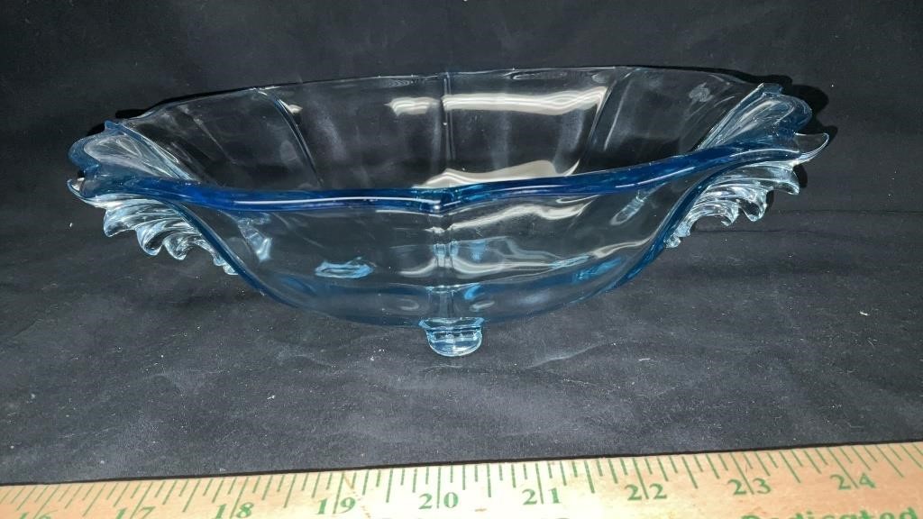 Fostoria Blue Baroque Footed Bowl