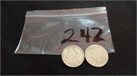 1) 1922 S Peace Dollar 1) 1921 Morgan +