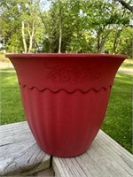 TrueLiving 8in Red Plastic Vase Planter NEW