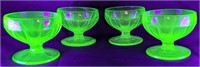 Set Of 4 Uranium Glass Dessert Bowl