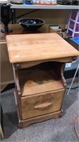 Maple step back nightstand with one drawer below,