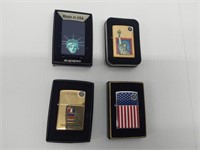 (4) NEW miscellaneous Zippo lighters