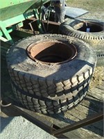 Grain truck tires on rims