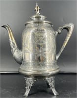 Antique Silverplate Wedding Tea Pot