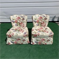 Pair Chintz Slipper Chairs