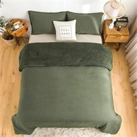 COTTEBED Soft Sherpa Green Comforter - King