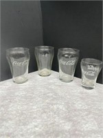 Lot of 4 Vtg Coca-Cola Etched Advertising Glasses