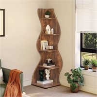 1 TRIBESIGNS 5-Tier Corner Shelf, Modern Wall