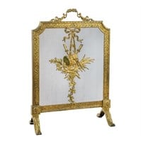 Early 19th C French Gilded Bronze Fireplace Screen
