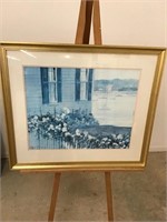 Lithograph Artwork Garden Harbor Signed and