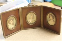 Antique Victorian Tri-fold Picture Frame