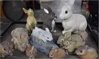 Outdoor Animal Garden Statues. Rabbits, Chipmunks