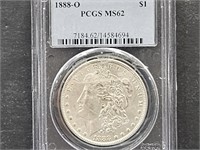 1888 O  Morgan Silver Dollar   PCGS  MS 62