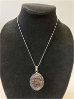 Mukaite Pendant Necklace with Chain German Silver
