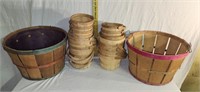 Wood Baskets: (2) Large, (10) Medium, (7) Small