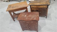 (2) Wash Stands & Small Oak Writing Desk