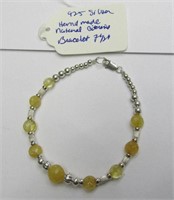 925 Handmade Natural Citrine Bracelet 7.5"