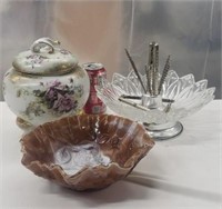 Nut Cracker Bowl, Hand painted Compote and