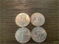 (4) 2017 Silver Dollars