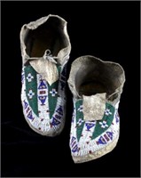 Sioux Sinew Sewn Beaded Moccasins Circa 1890