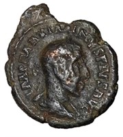 Maximinus I,235 - 238 AD AE23 of Deultum Dolphin