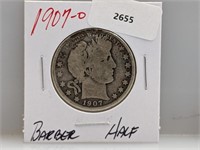 1907-O 90% Silver Barber Half $1 Dollar