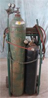ACETYLENE & OXYGEN TANKS W/CUTTING TORCHES & DOLLY