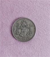 1953 25 Centavos Silver