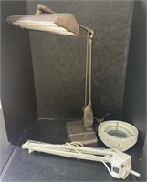 (W) Vintage Dazor Desk Lamp And Magnifying Lamp.
