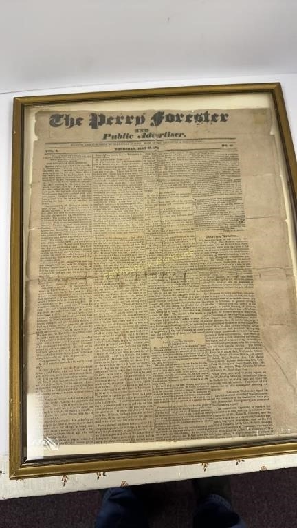 1880 The Perry Forester Framed newspaper