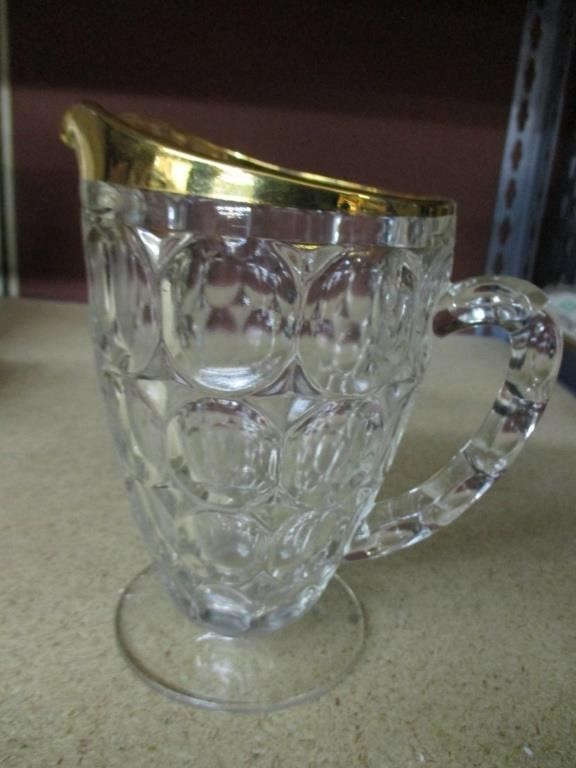 Vintage Gold trim Glass juice/ water Pitcher