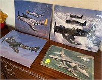 W - LOT OF 4 MILITARY AIRCRAFT PRINTS (C97)