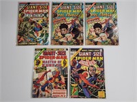 GIANT SIZE SPIDERMAN COMIC BOOKS NO. 1,2, 3,3,5