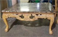 (F) Chippendale Style Marble Top Cocktail Table
