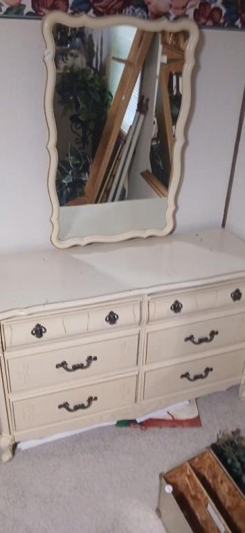 Vintage Provincial Style Dresser and Mirror