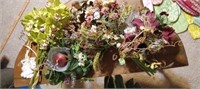 Lot of Floral Decor on Table & crochet angel